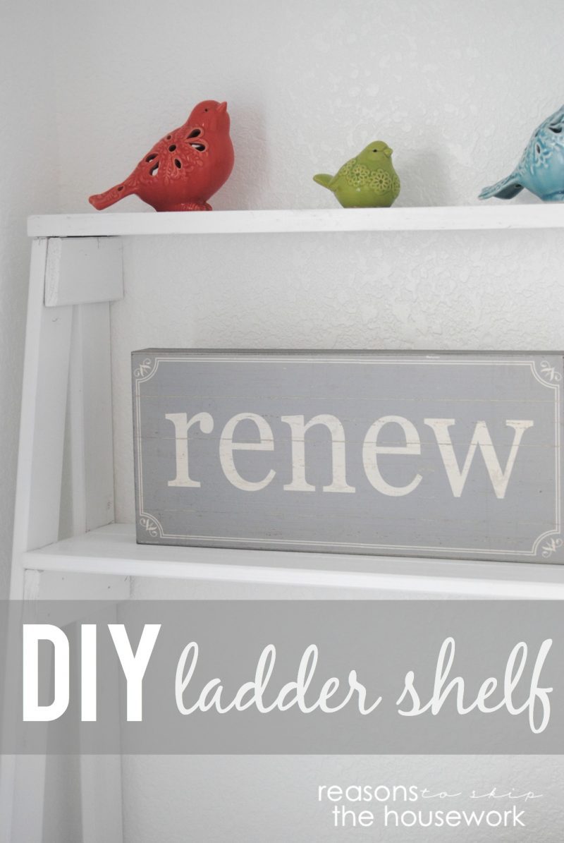 DIY Ladder Shelf Tutorial With Images REASONS TO SKIP THE HOUSEWORK   Ladder Shelf 800x1195 