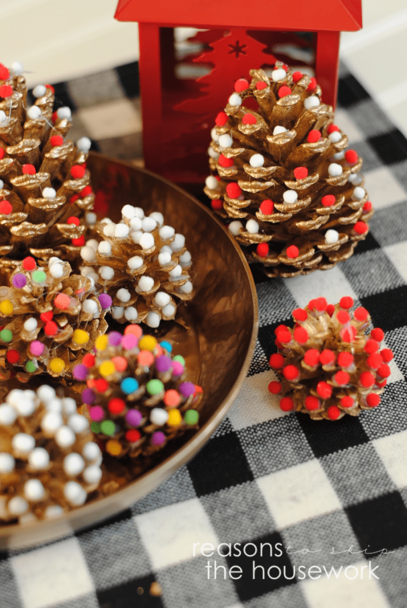 Pom Pom Pinecones – Reasons To Skip The Housework